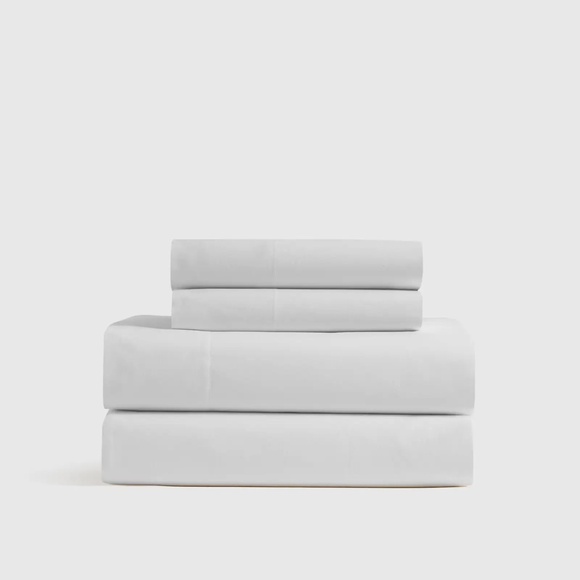 Quince White Queen Size Sheet Set Organic Percale Cotton - Picture 1 of 3